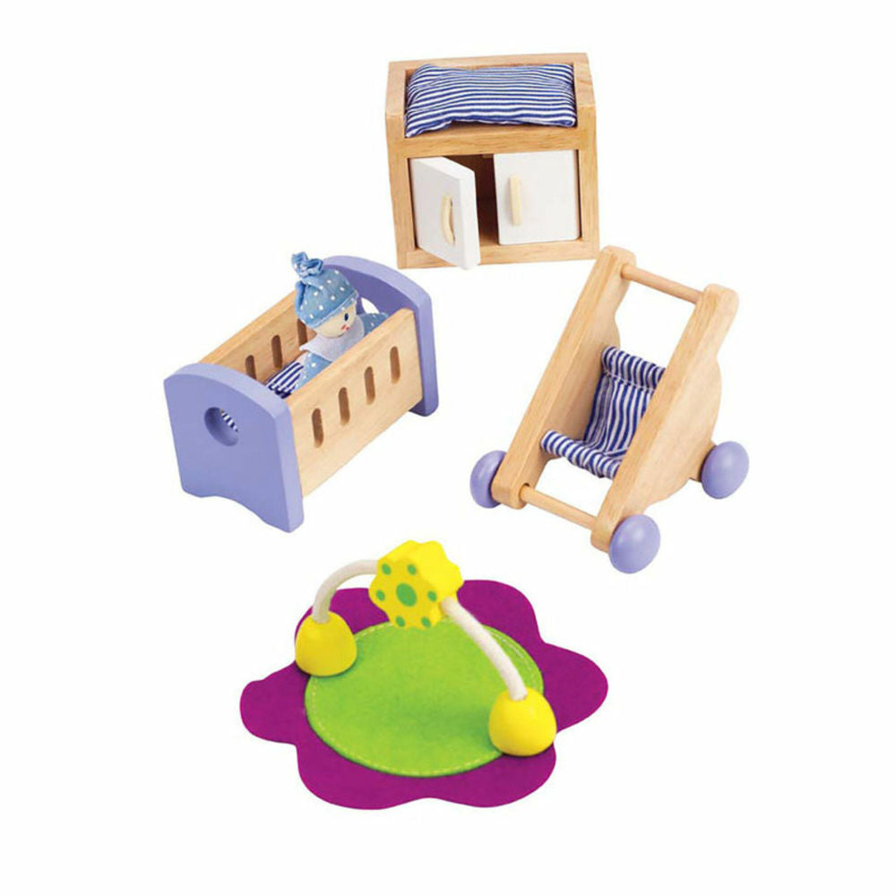 Hape Wooden Dollhouse Baby's Room Furniture Set - Ages 3+