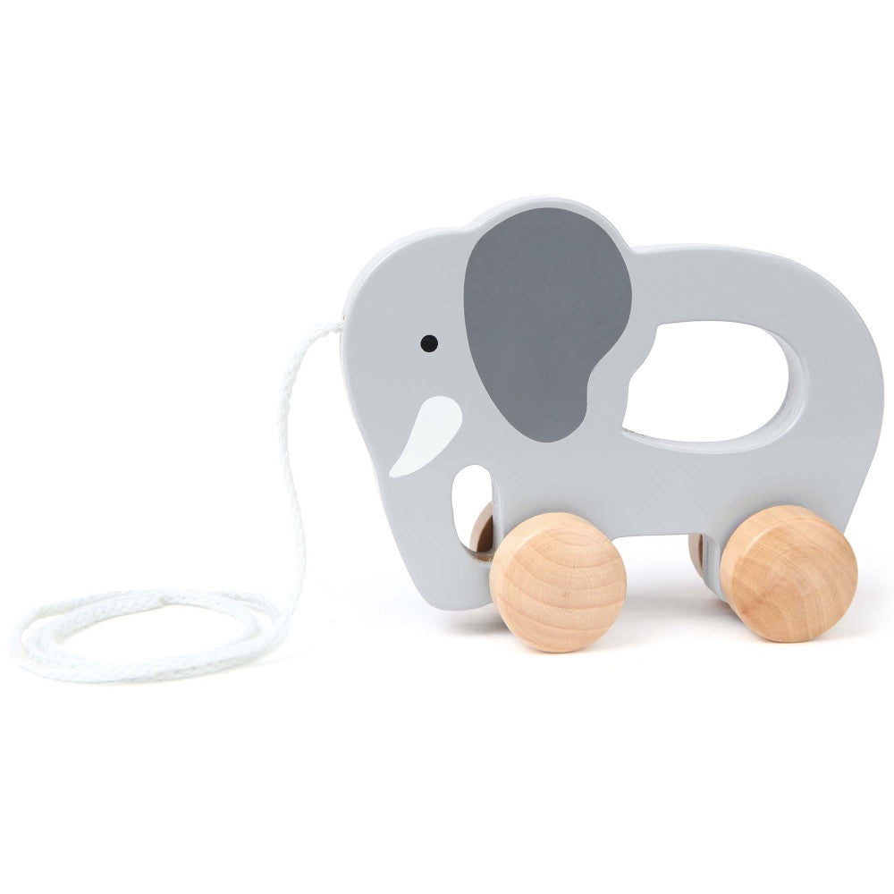 Hape: Push & Pull Elephant - Gray - Wooden Toy