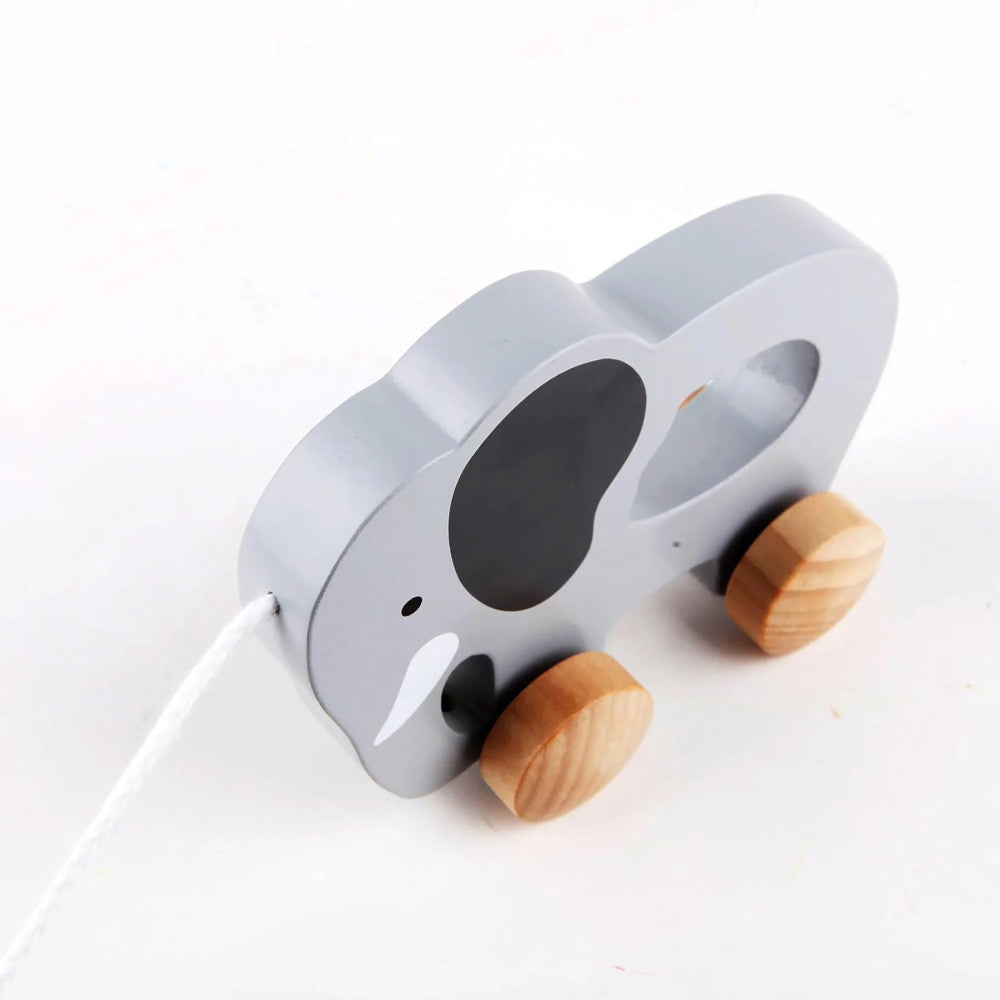 Hape: Push & Pull Elephant - Gray - Wooden Toy