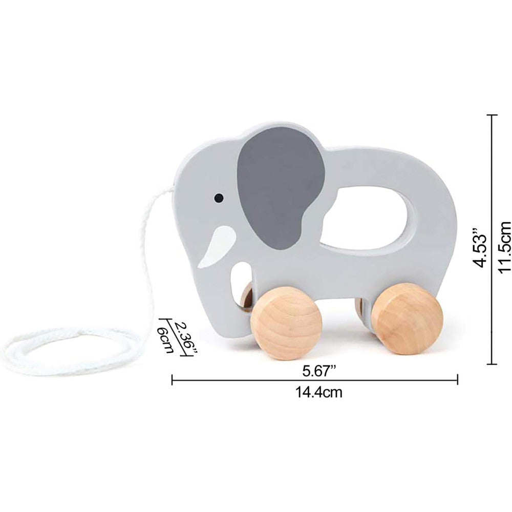 Hape: Push & Pull Elephant - Gray - Wooden Toy