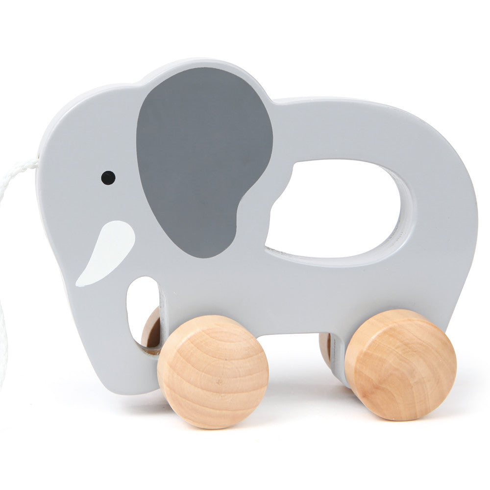 Hape: Push & Pull Elephant - Gray - Wooden Toy