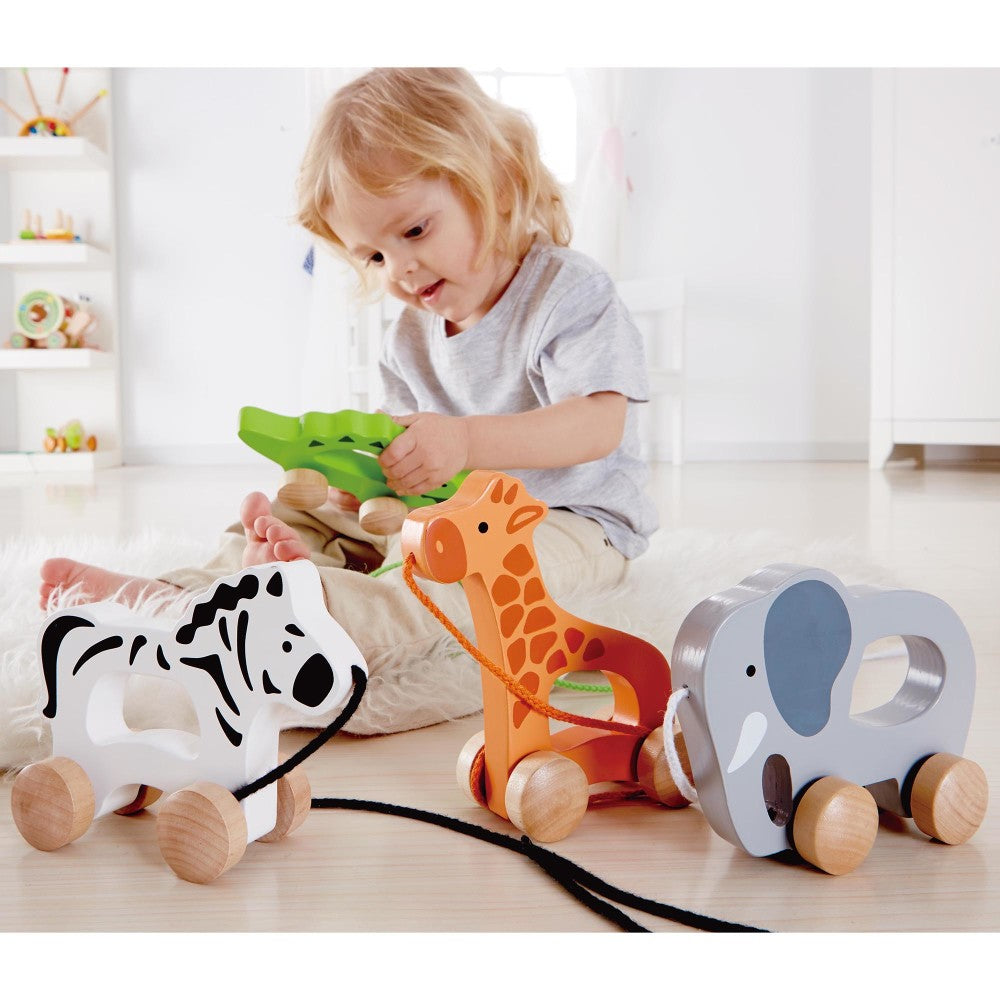 Hape: Push & Pull Giraffe - Orange - Wooden Toy