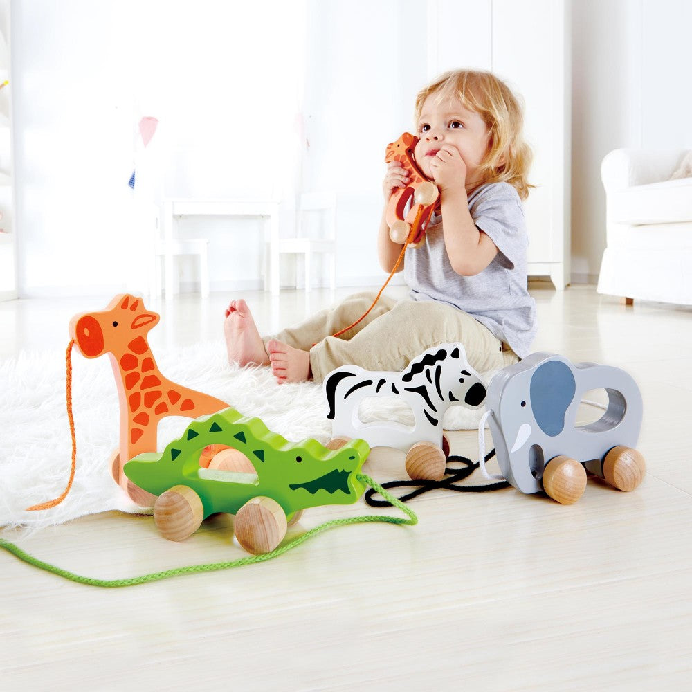 Hape: Push & Pull Giraffe - Orange - Wooden Toy