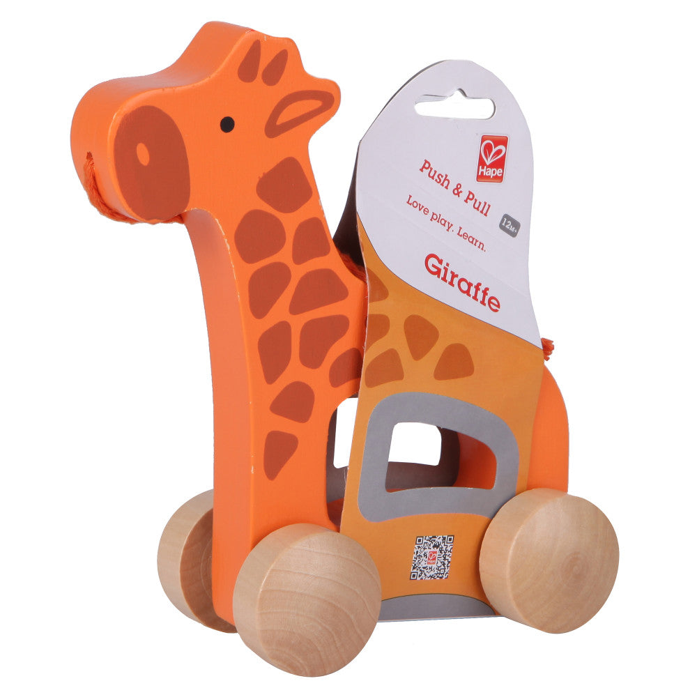 Hape: Push & Pull Giraffe - Orange - Wooden Toy