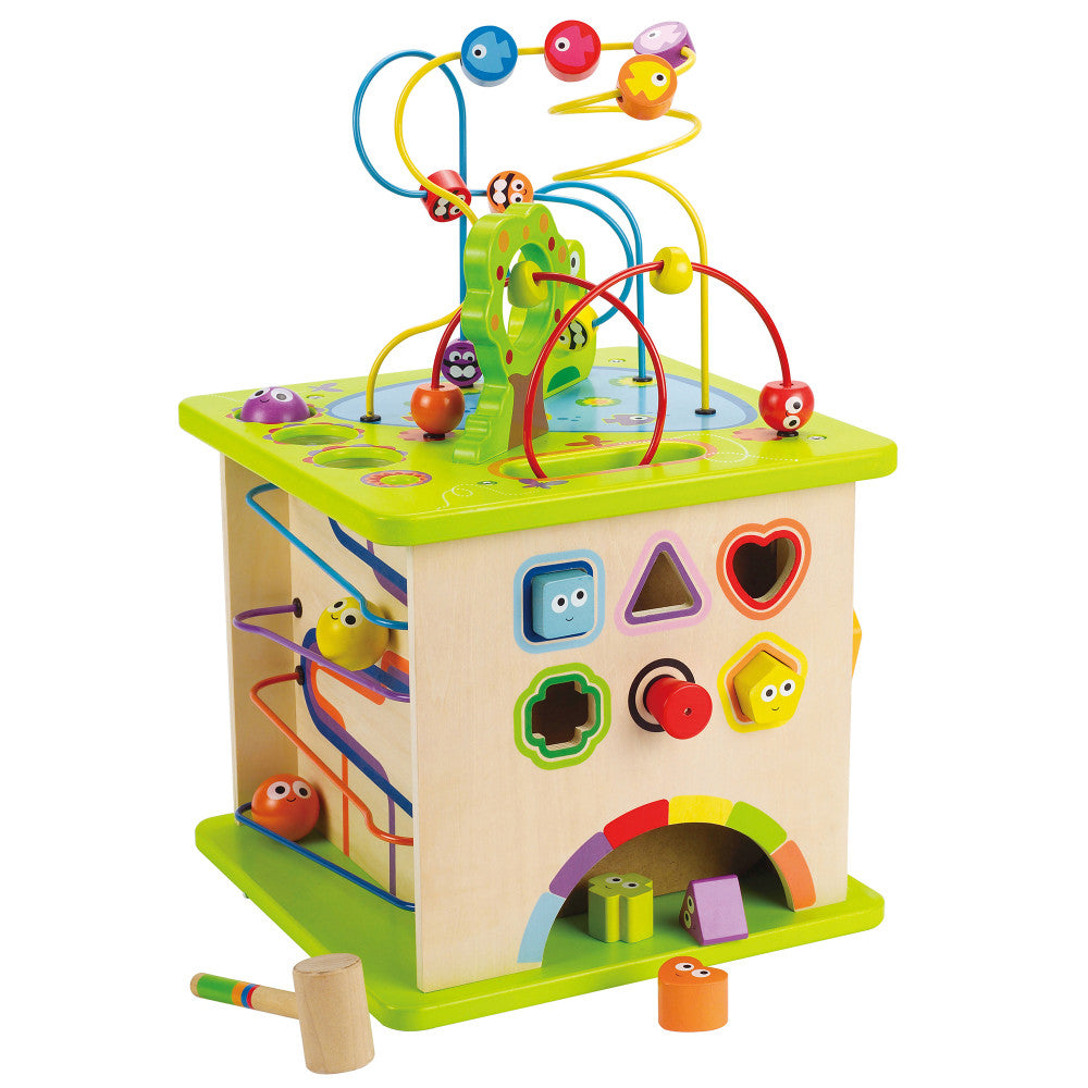 Hape Country Critters 5-Sided Play Cube - Wooden Activity Center