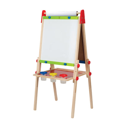 Hape All-in-One Wooden Art Easel, Double-Sided Magnetic Whiteboard & Chalkboard, Ages 3+