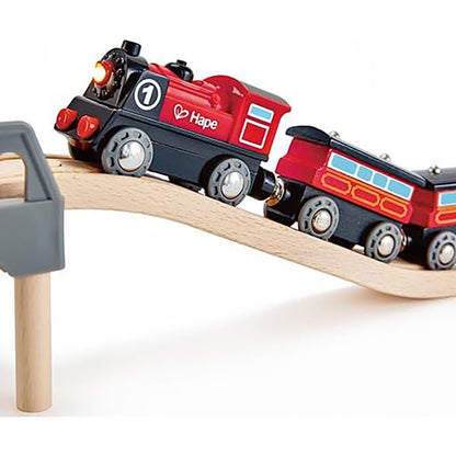 Hape: Battery Powered Engine No.1 - Red-White-Black - Wooden Light & Sound Train Toy