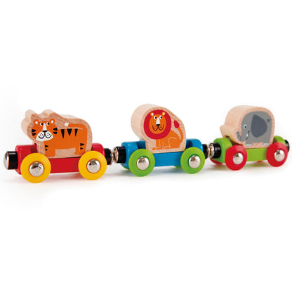 Hape: Jungle Journey Train - 3 Magnetic Linking Toy Trains