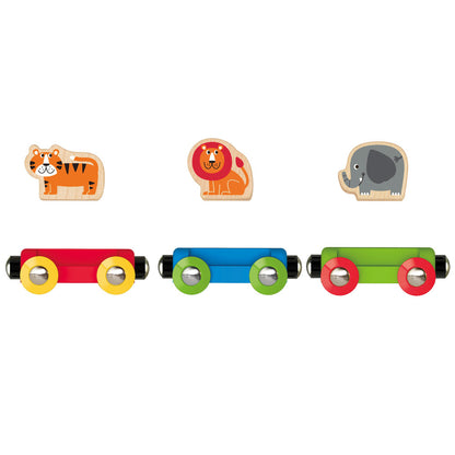 Hape: Jungle Journey Train - 3 Magnetic Linking Toy Trains