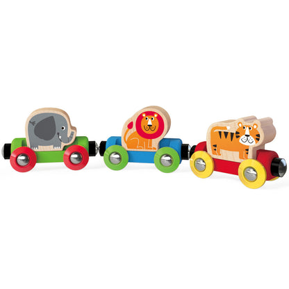 Hape: Jungle Journey Train - 3 Magnetic Linking Toy Trains