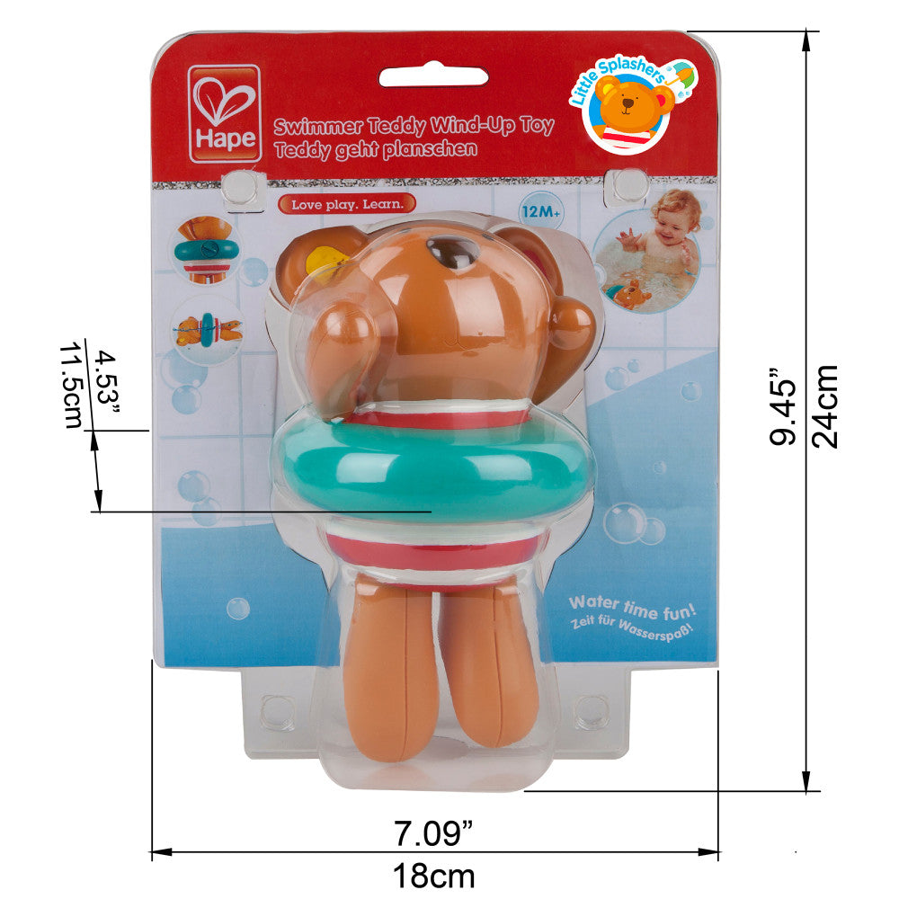 Hape: Swimmer Teddy Wind-Up Toy - Water, Bath Time, Kids Ages 1+