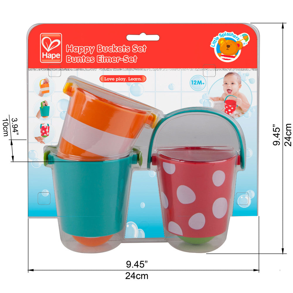 Hape Happy Buckets Set - Colorful Toddler Water Play Toys