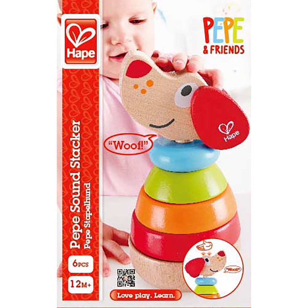 Hape: Pepe Sound Stacker - 6pc Wooden Puppy Toy