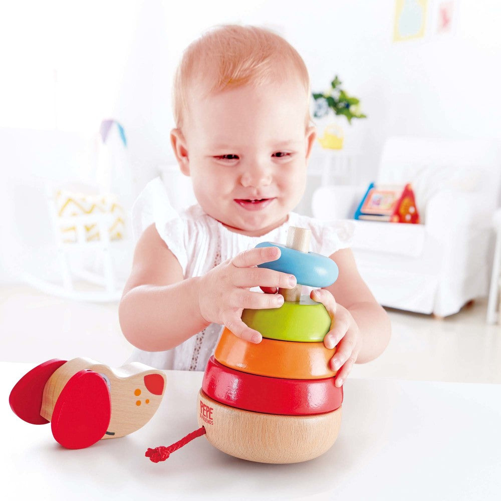 Hape: Pepe Sound Stacker - 6pc Wooden Puppy Toy