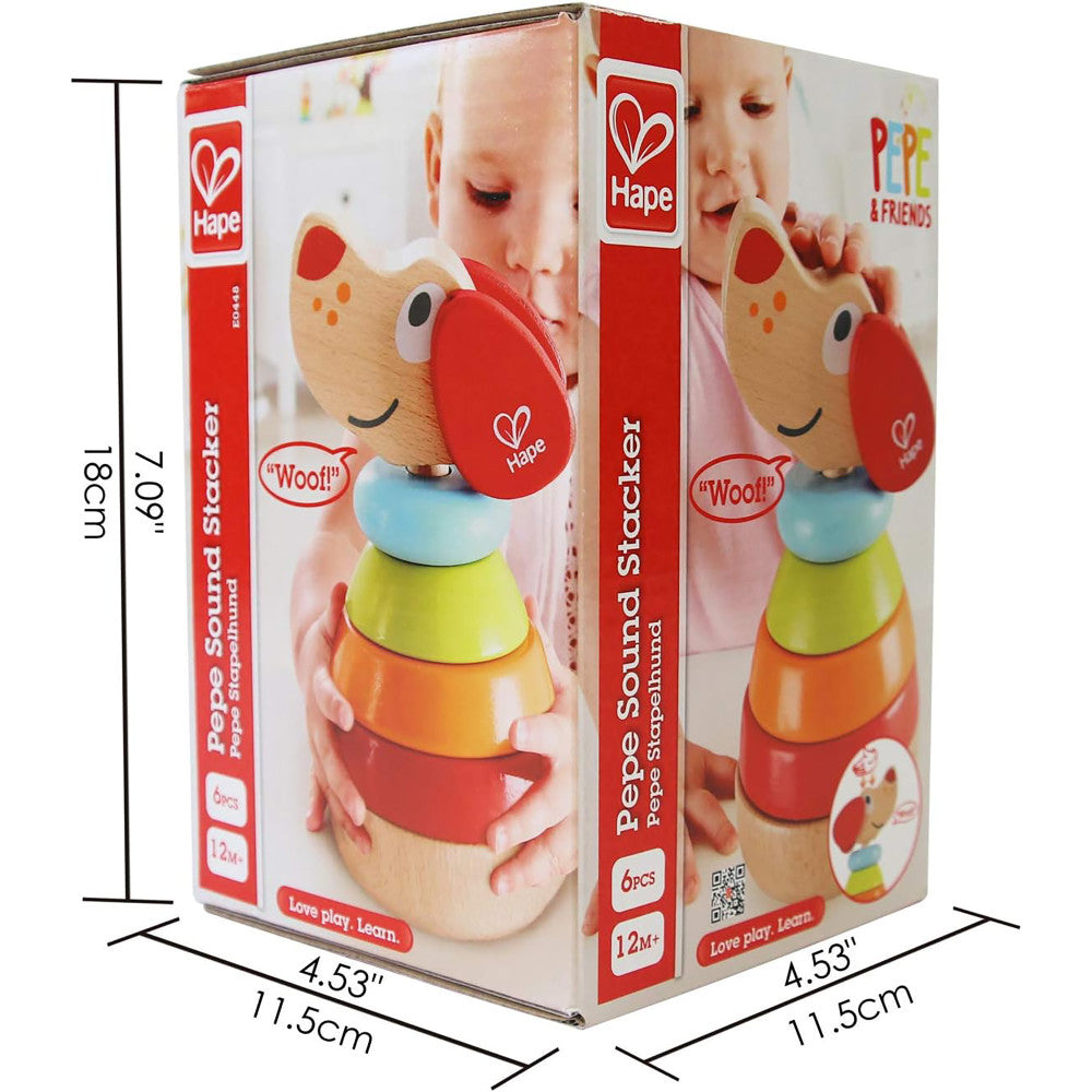 Hape: Pepe Sound Stacker - 6pc Wooden Puppy Toy