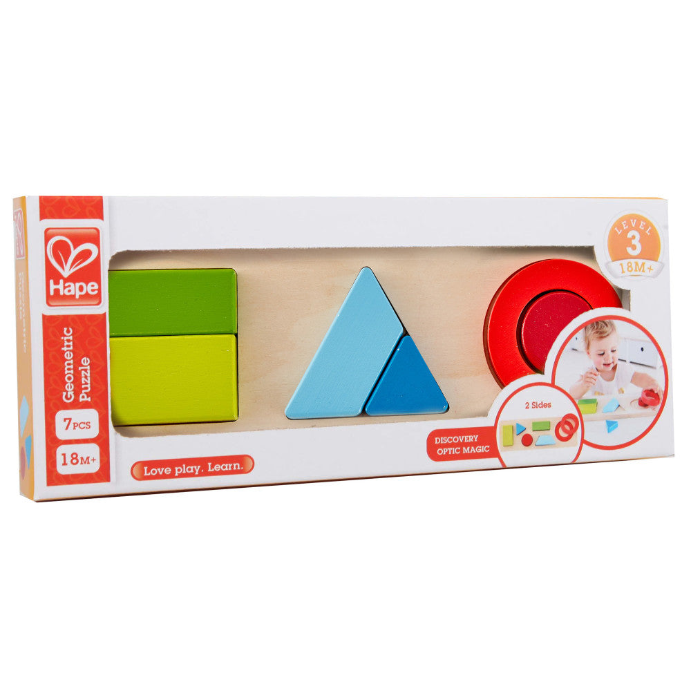 Hape: Geometry Puzzle - 7pc Wooden 2-Sided Puzzle