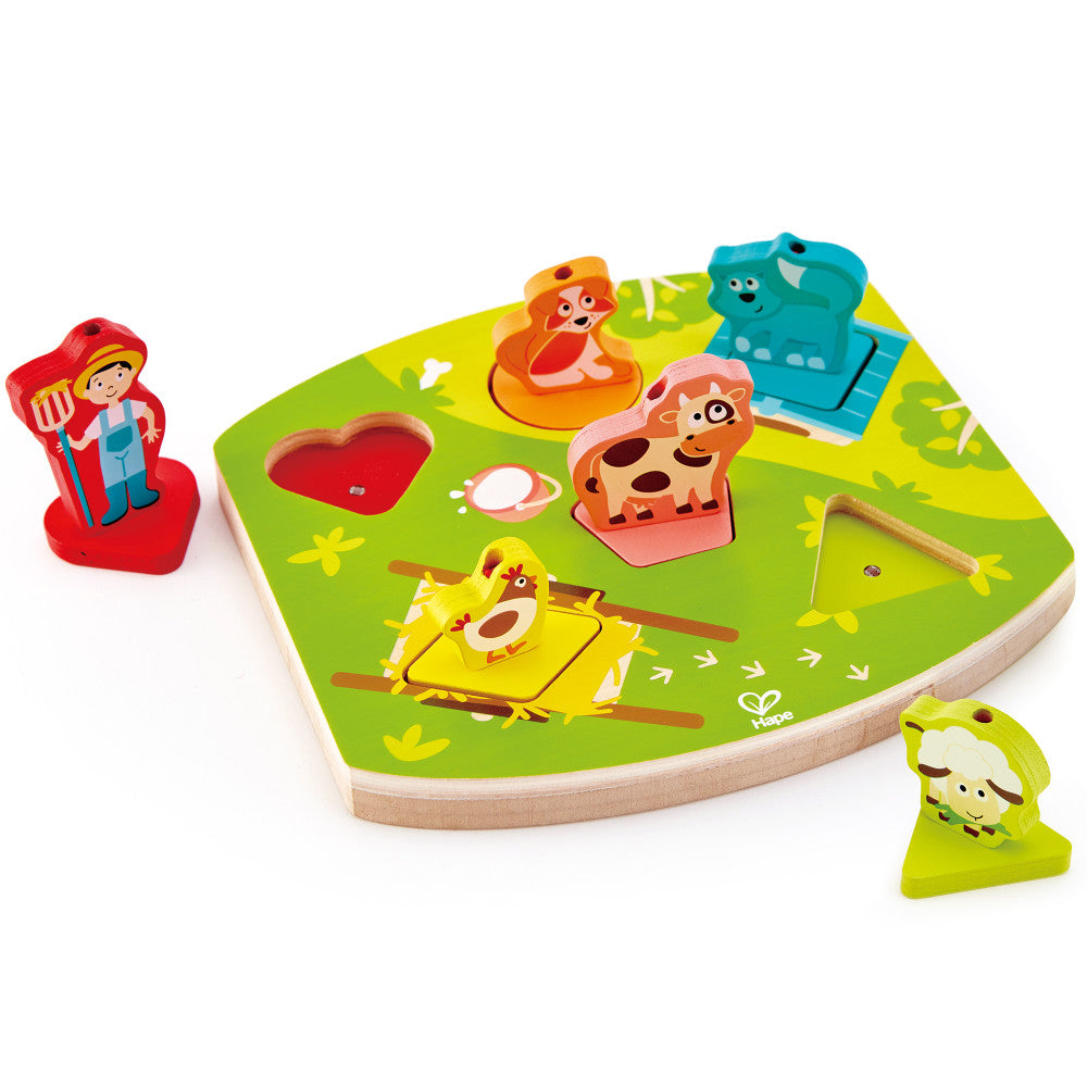 Hape: Farmyard Sound Puzzle - 7pc Wooden Sound Effect Puzzle