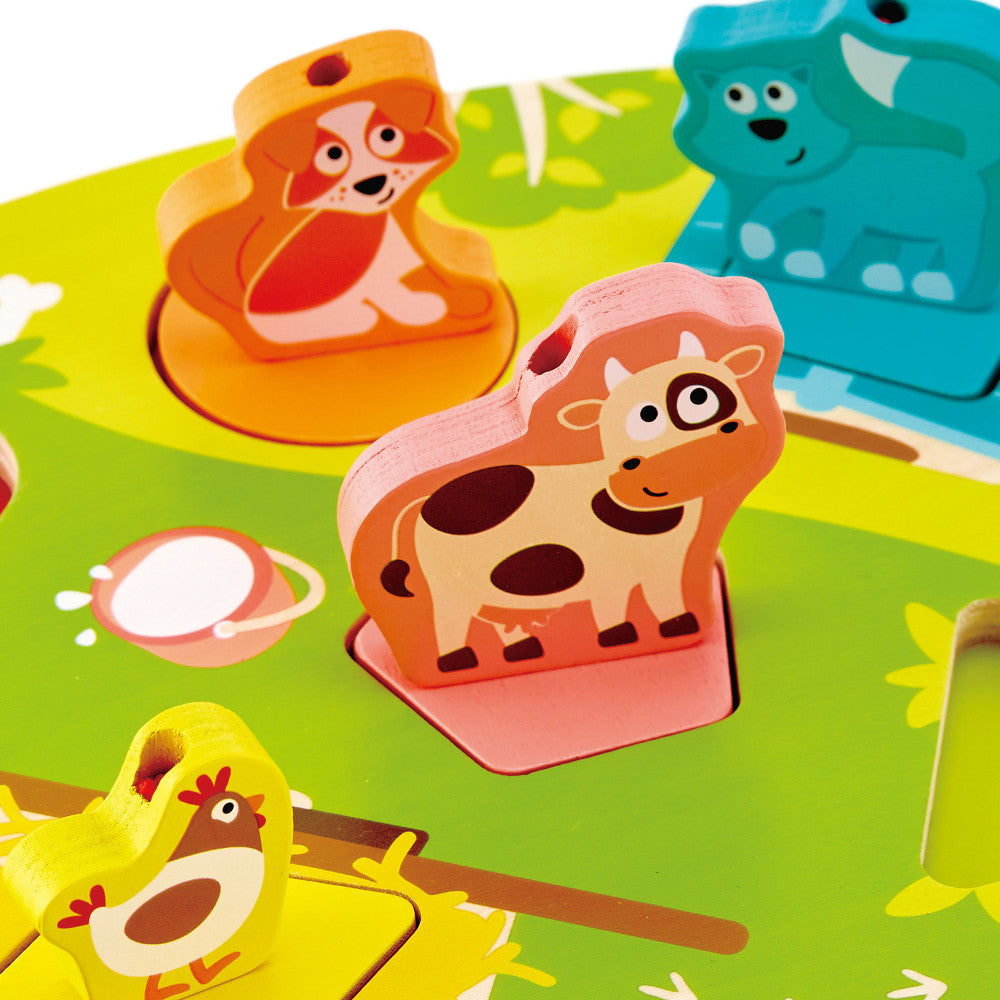 Hape: Farmyard Sound Puzzle - 7pc Wooden Sound Effect Puzzle