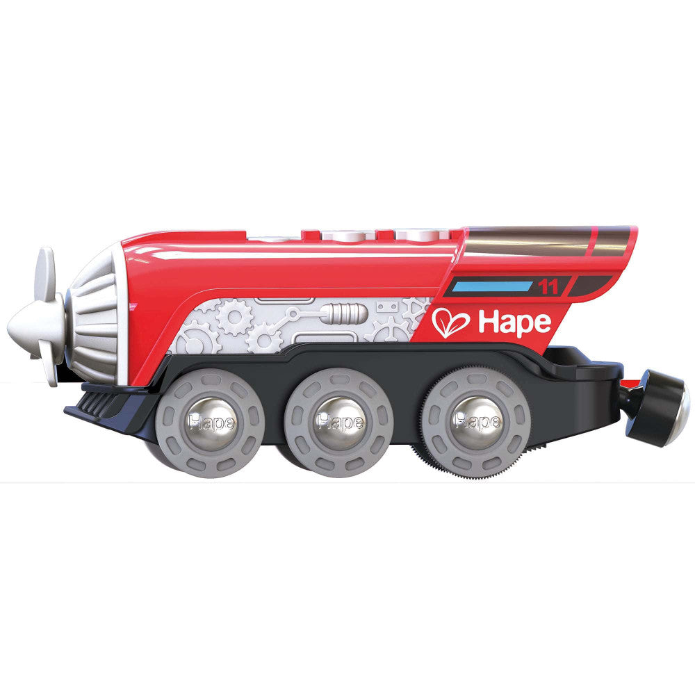 Hape: Light & Sound Propeller Engine - Red & Silver - Battery-Operated Train Toy