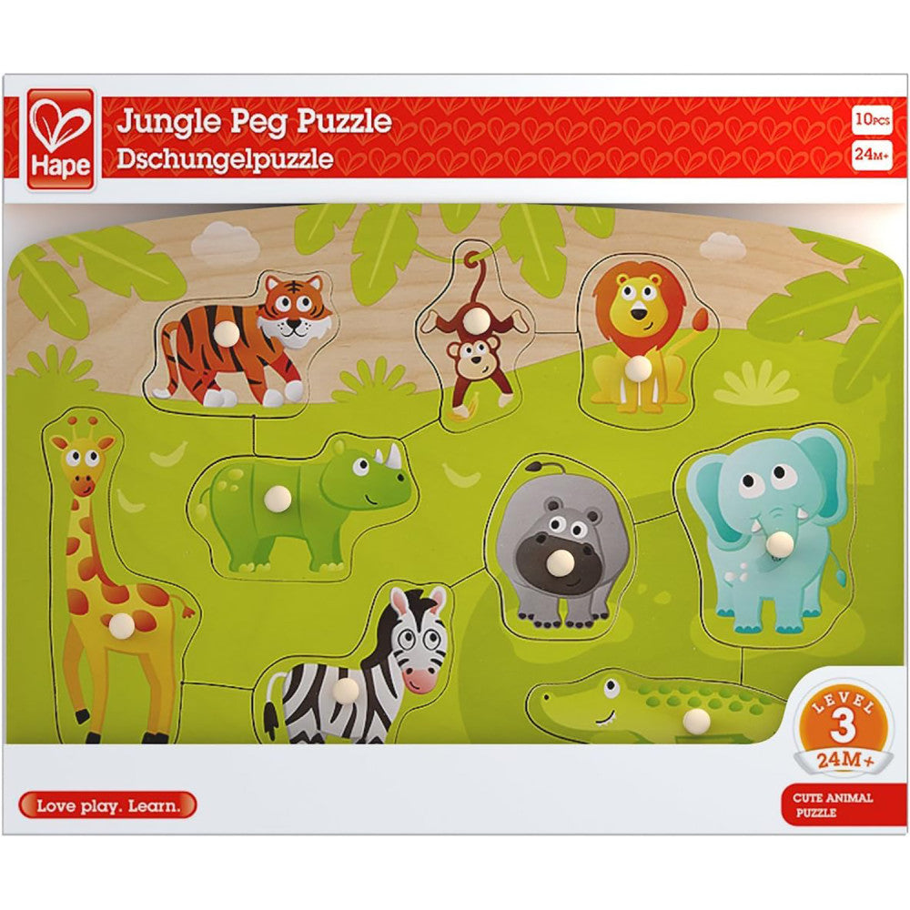 Hape: Peg Puzzle: Jungle - 10pc Wooden Puzzle