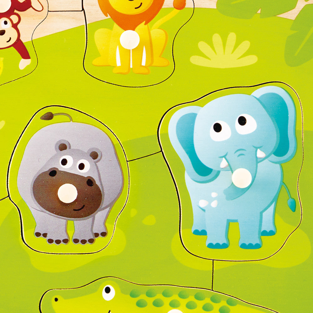 Hape: Peg Puzzle: Jungle - 10pc Wooden Puzzle