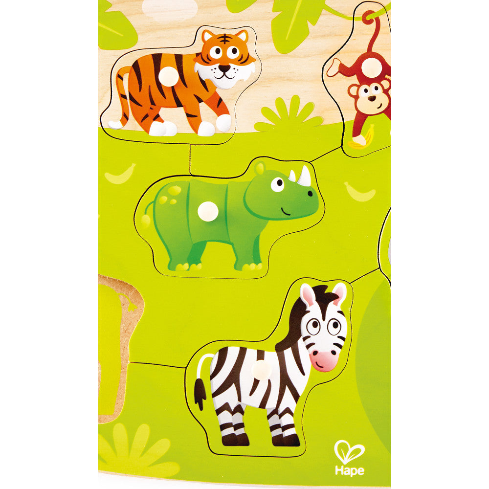 Hape: Peg Puzzle: Jungle - 10pc Wooden Puzzle