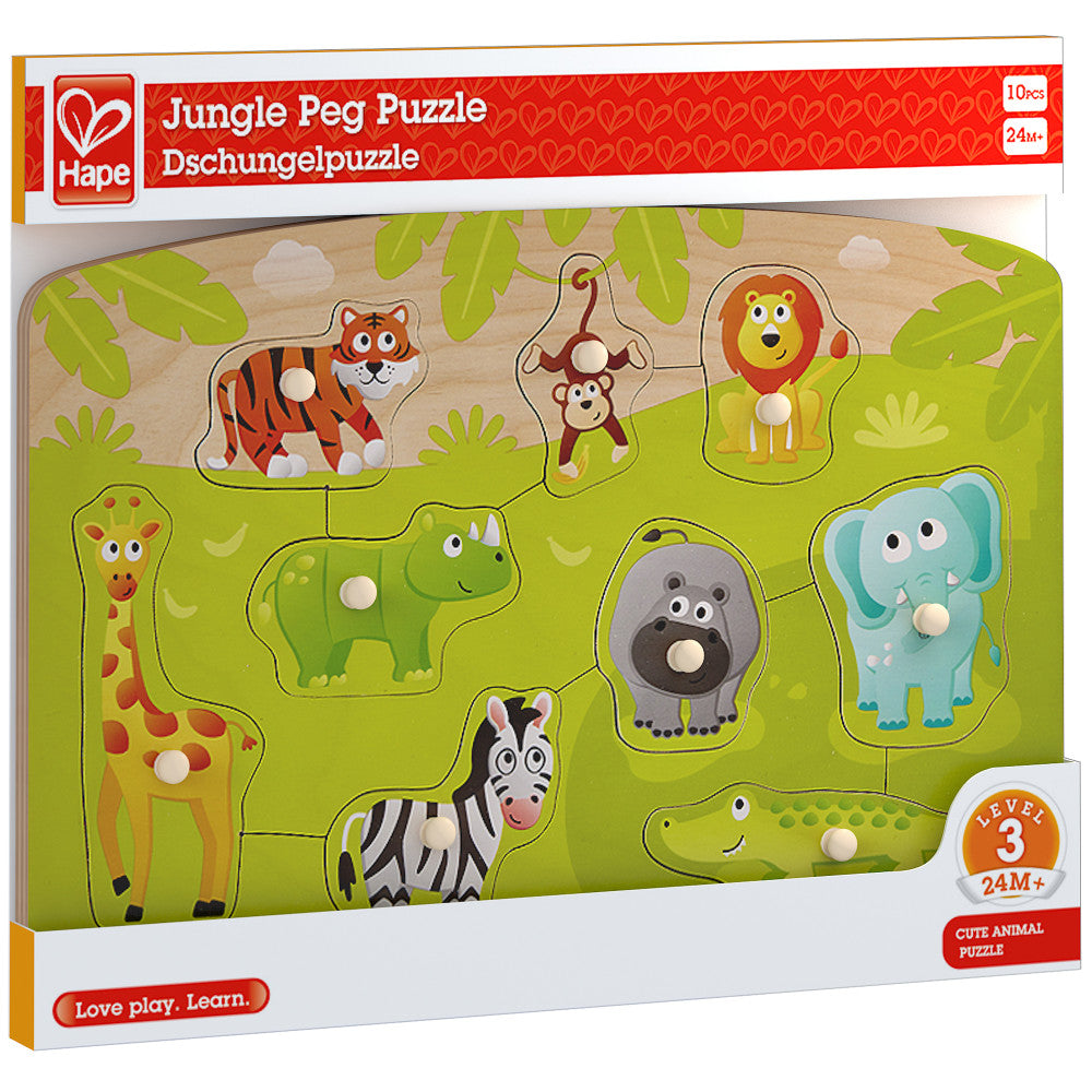 Hape: Peg Puzzle: Jungle - 10pc Wooden Puzzle