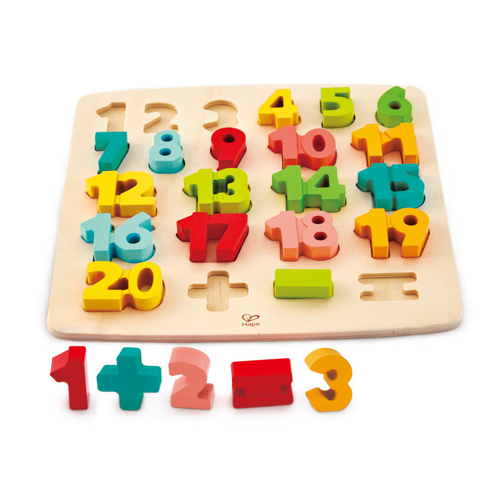 Hape Chunky Number Math Puzzle - 20-Piece Wooden Counting Set