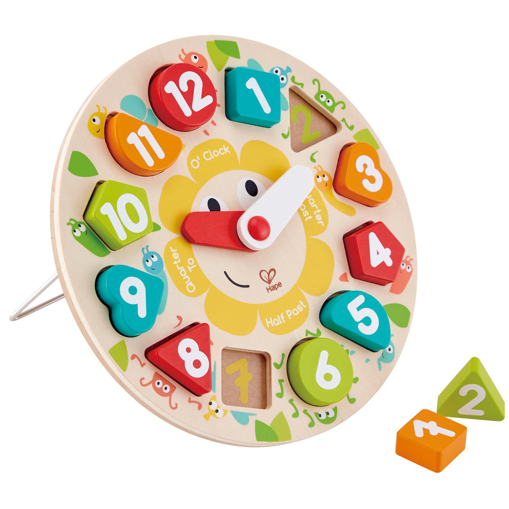 Hape: Learn The Time Bug Puzzle - 13pc Wooden Clock Puzzle