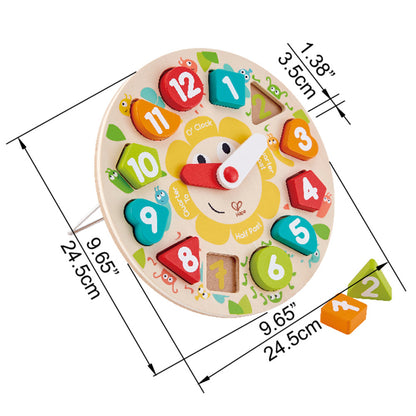 Hape: Learn The Time Bug Puzzle - 13pc Wooden Clock Puzzle