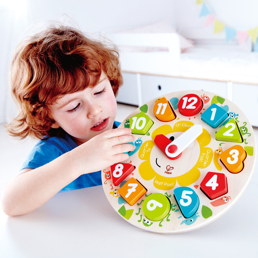 Hape: Learn The Time Bug Puzzle - 13pc Wooden Clock Puzzle