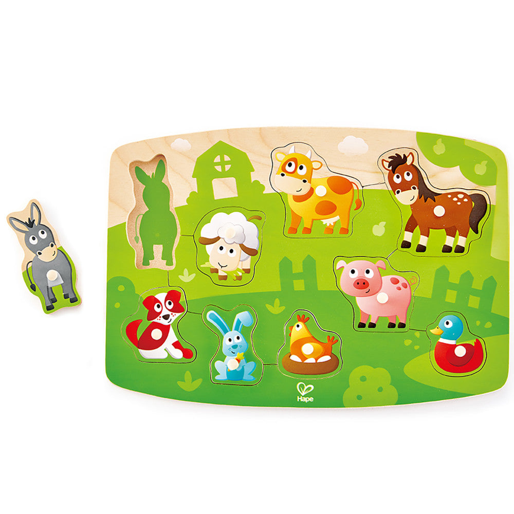 Hape: Peg Puzzle: Farmyard - 10pc Wooden Puzzle