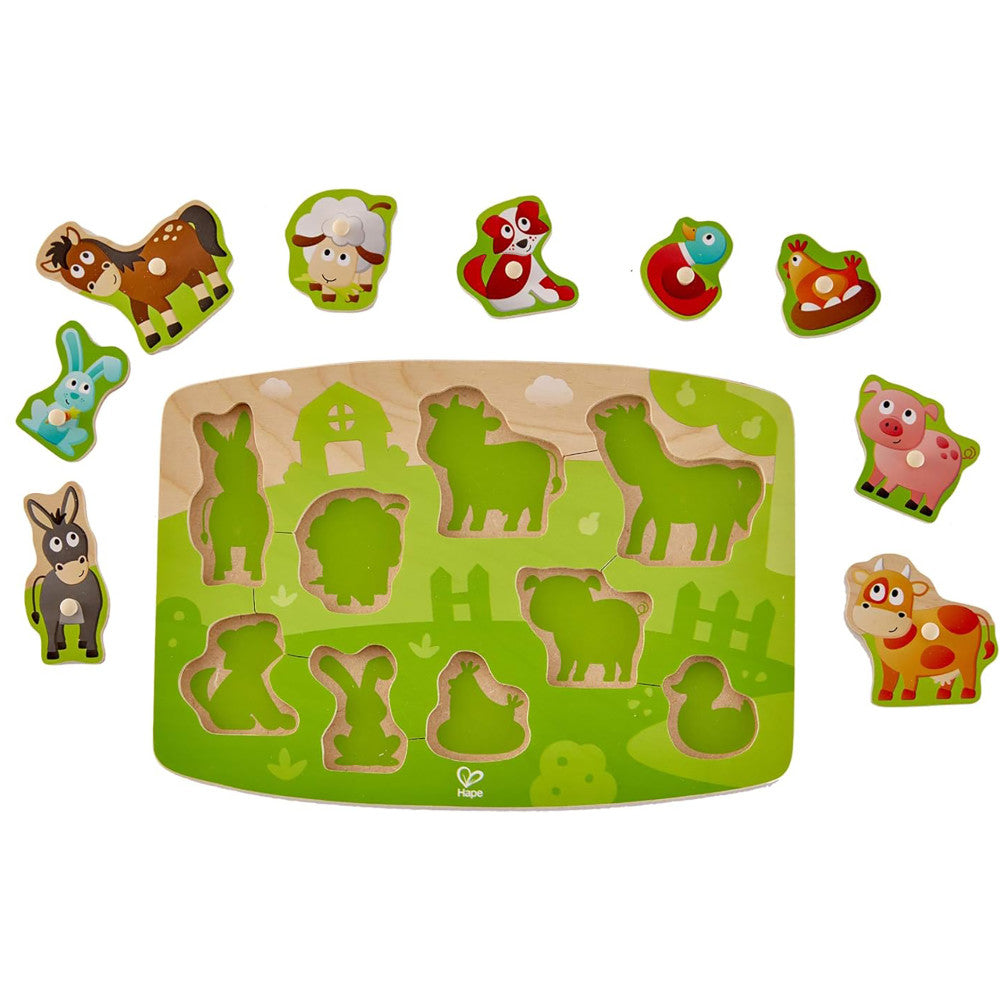 Hape: Peg Puzzle: Farmyard - 10pc Wooden Puzzle