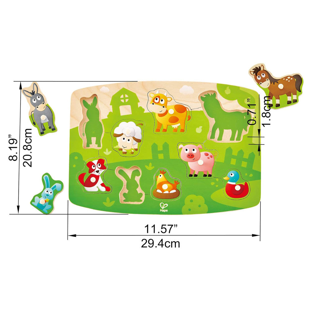 Hape: Peg Puzzle: Farmyard - 10pc Wooden Puzzle