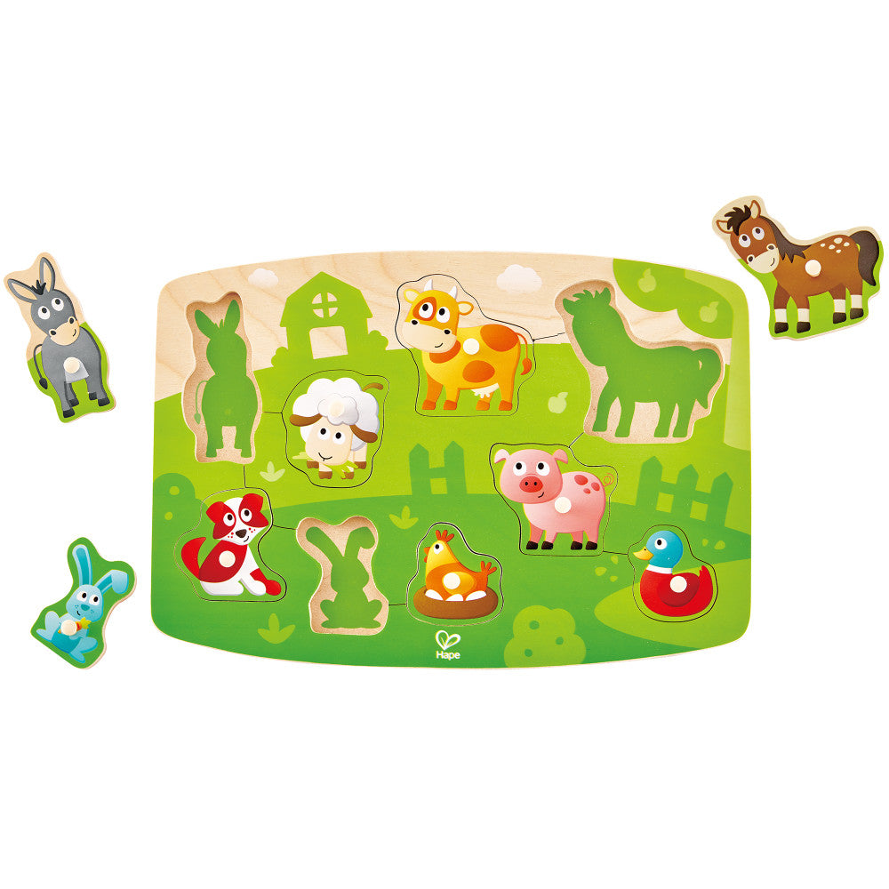 Hape: Peg Puzzle: Farmyard - 10pc Wooden Puzzle