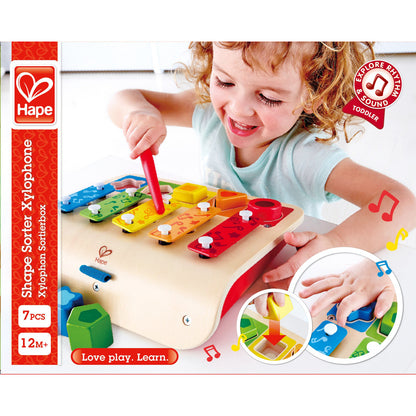 Hape: Shape Sorter Xylophone - Wooden Multifunctional Instrument Toy