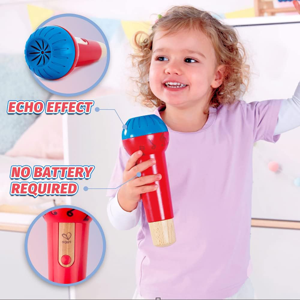 Hape: Mighty Echo Microphone - Red & Blue - Voice Amplifying & Singing Toy