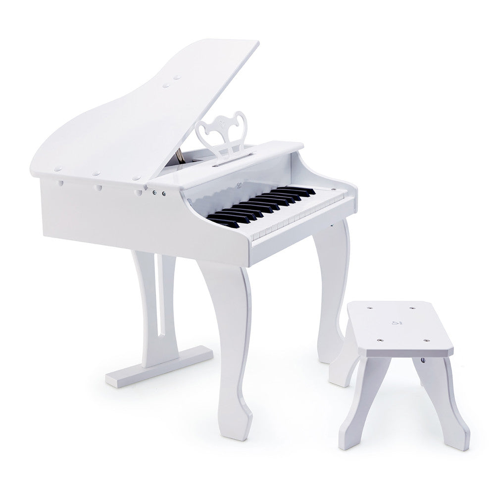 Hape Deluxe White Grand Piano 30-Key Electronic Toy with Stool