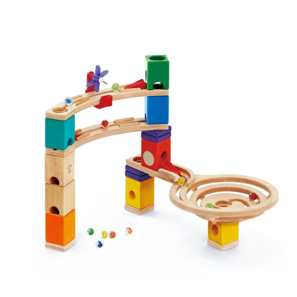 Hape Quadrilla Wooden Marble Run Construction Set - Race to the Finish, Ages 4+