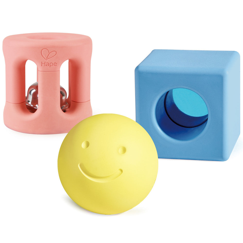 Hape: Geometric Rattle Trio - 3pc Teething & Shake Toy