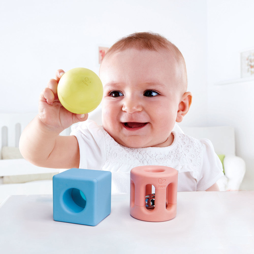 Hape: Geometric Rattle Trio - 3pc Teething & Shake Toy