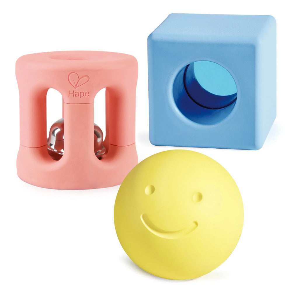 Hape: Geometric Rattle Trio - 3pc Teething & Shake Toy