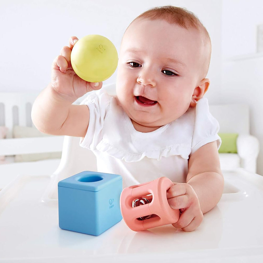 Hape: Geometric Rattle Trio - 3pc Teething & Shake Toy