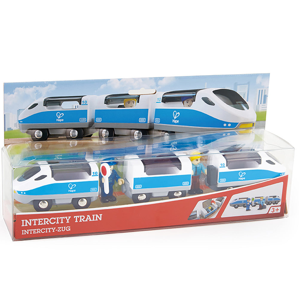 Hape: Intercity Train - Blue & White - Wooden Train Toy Set