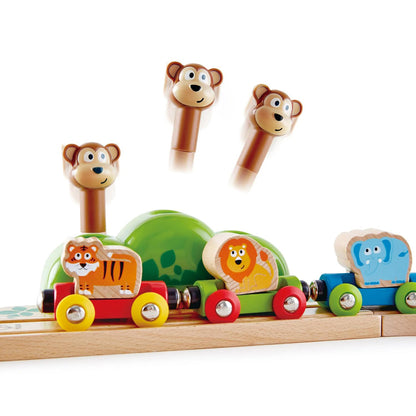 Hape: Music & Monkeys Railway - 19 pc Wooden Train Set