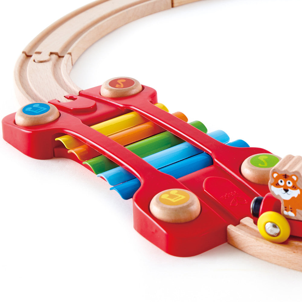 Hape: Music & Monkeys Railway - 19 pc Wooden Train Set