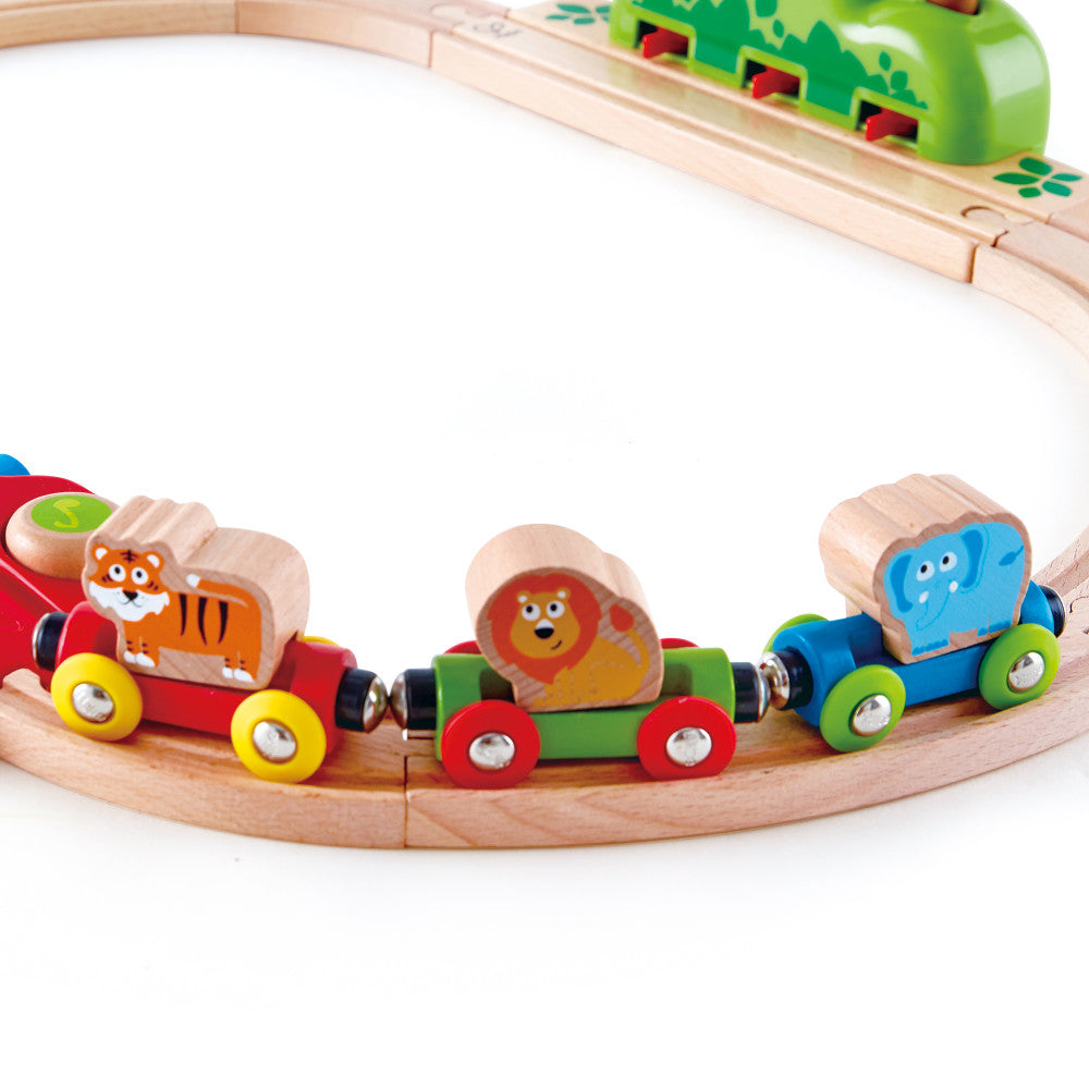 Hape: Music & Monkeys Railway - 19 pc Wooden Train Set