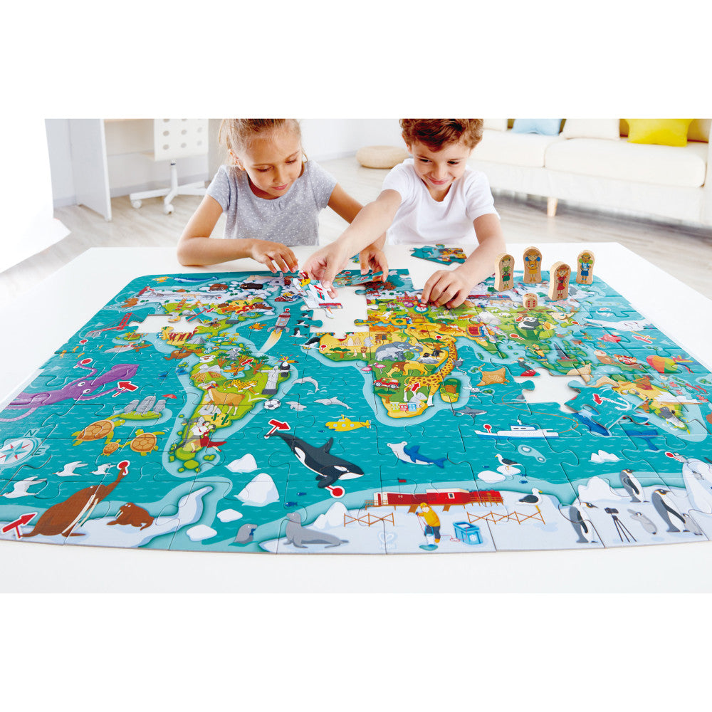 Hape: 2-In-1 World Tour Puzzle & Game - 105pc