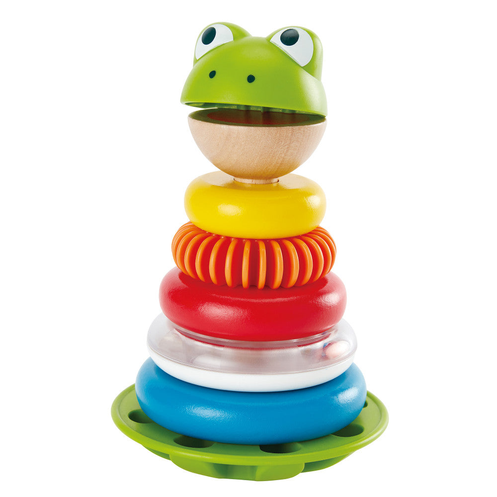 Hape: Mr. Frog Stacking Rings - 5 Stacker Rings On A Wobbling Base