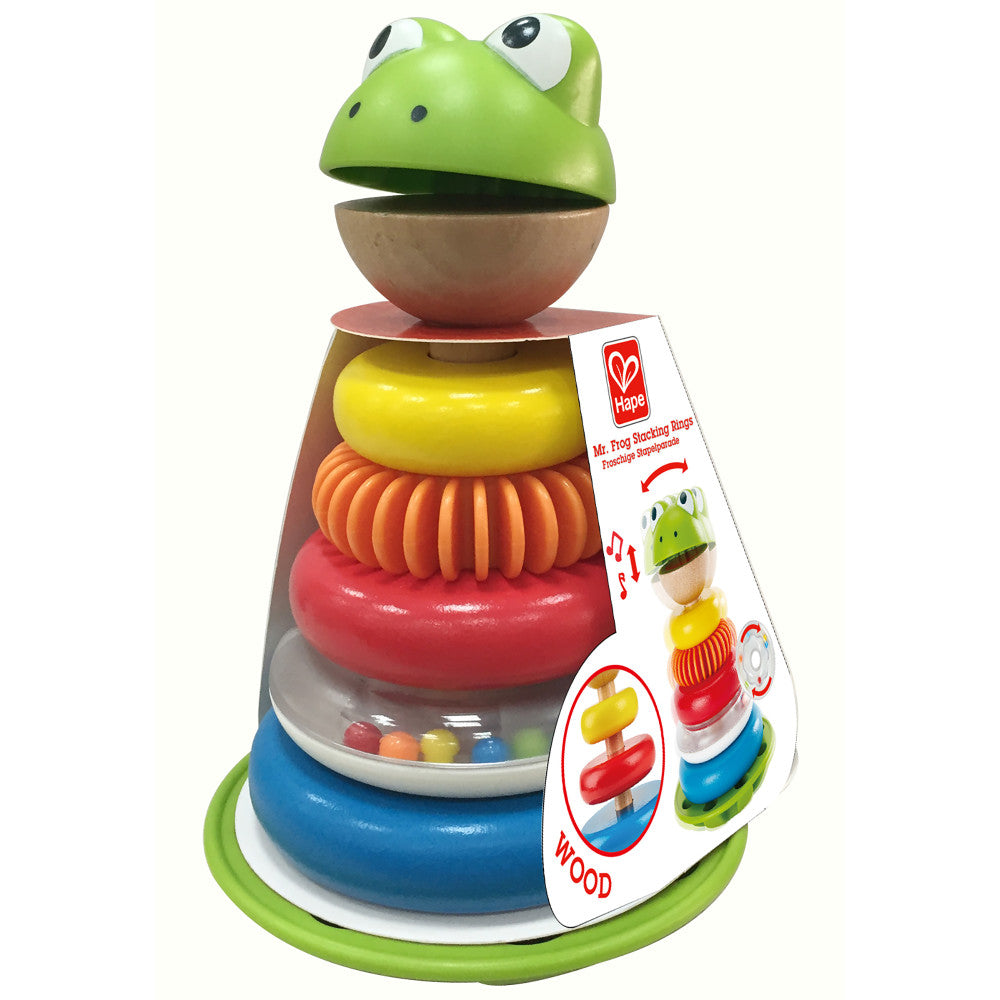 Hape: Mr. Frog Stacking Rings - 5 Stacker Rings On A Wobbling Base